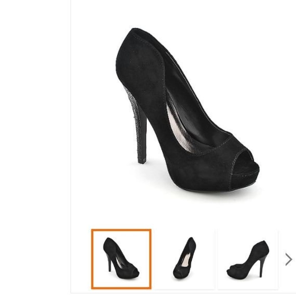 Black sparkle heel open toe/peep toe pumps